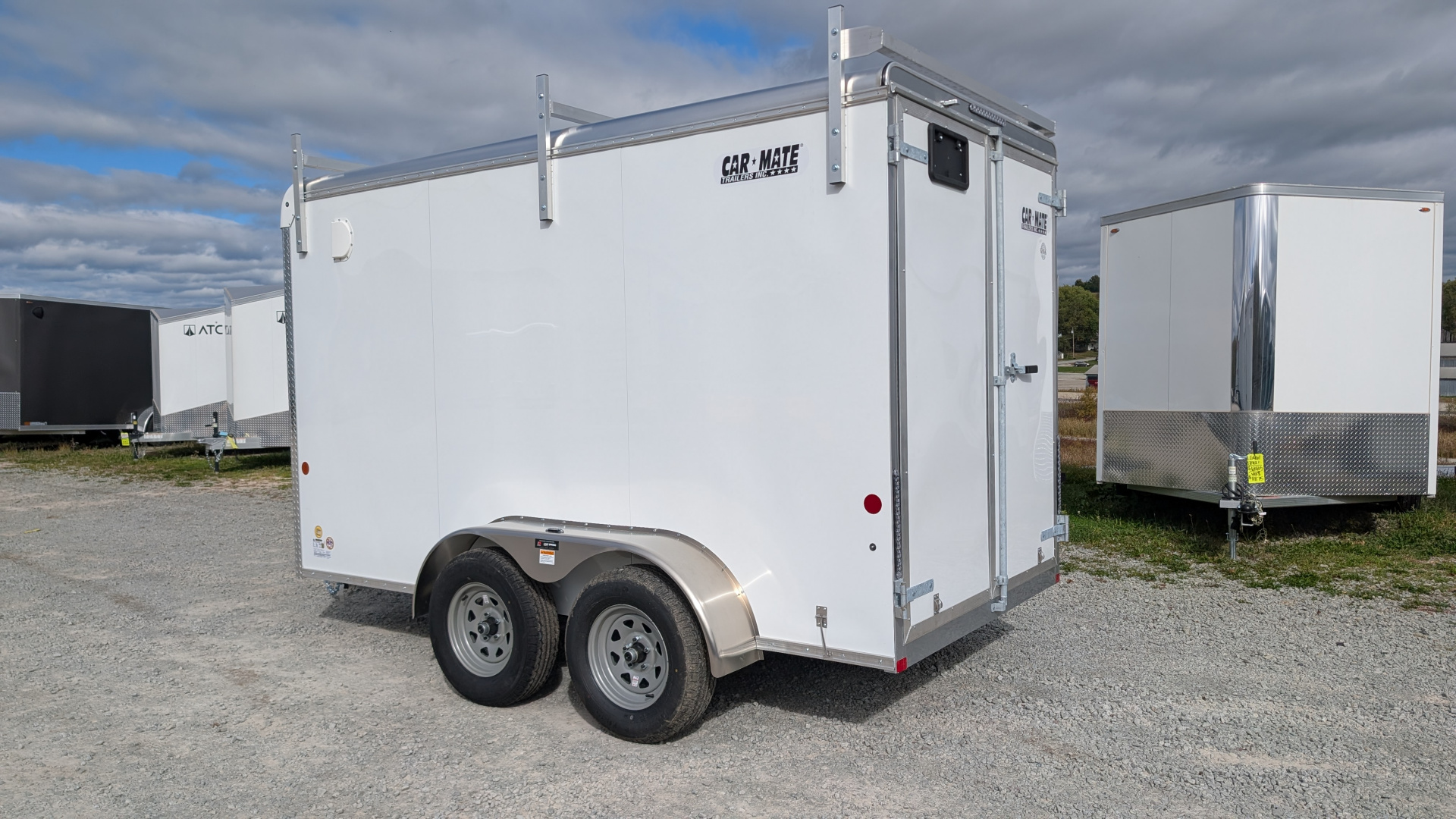 New 2026 Car Mate 6x12 Tandem Contractor Cargo Trailer w/ Barn Doors & Ladder Racks