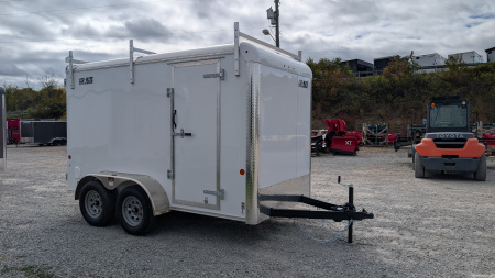 New 2026 Car Mate 6x12 Tandem Contractor Cargo Trailer w/ Barn Doors & Ladder Racks