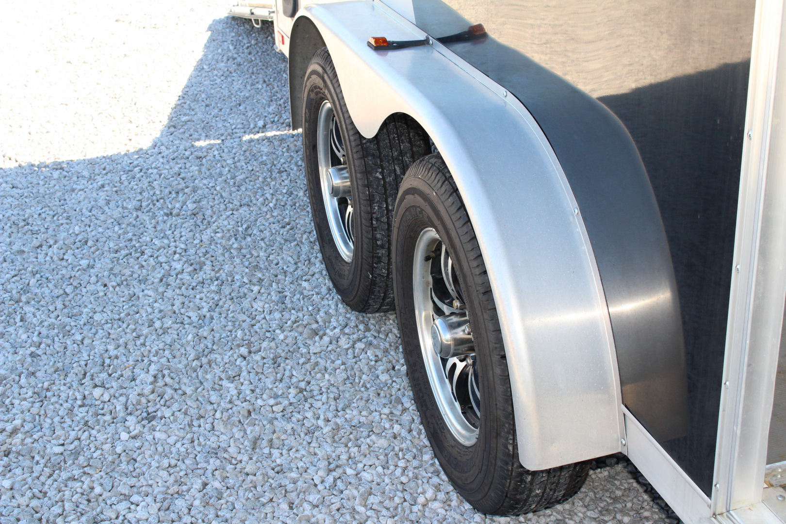Used 2021 NEO NAM 7.5' x 14' Aluminum Enclosed Motorcycle UTV Trailer - RAMP DOOR - 7' Interior Height - 7000# GVW