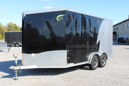 Used 2021 NEO NAM 7.5' x 14' Aluminum Enclosed Motorcycle UTV Trailer - RAMP DOOR - 7' Interior Height - 7000# GVW