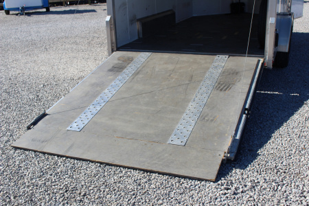 Used 2021 NEO NAM 7.5' x 14' Aluminum Enclosed Motorcycle UTV Trailer - RAMP DOOR - 7' Interior Height - 7000# GVW