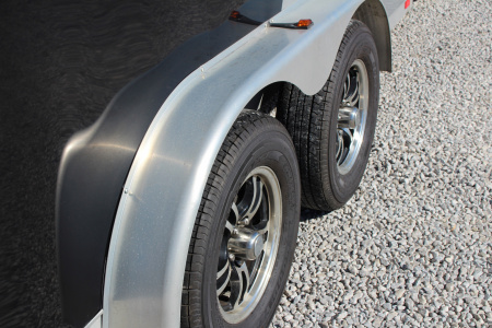 Used 2021 NEO NAM 7.5' x 14' Aluminum Enclosed Motorcycle UTV Trailer - RAMP DOOR - 7' Interior Height - 7000# GVW