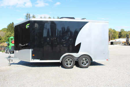 Used 2021 NEO NAM 7.5' x 14' Aluminum Enclosed Motorcycle UTV Trailer - RAMP DOOR - 7' Interior Height - 7000# GVW