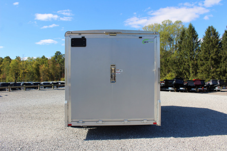 Used 2021 NEO NAM 7.5' x 14' Aluminum Enclosed Motorcycle UTV Trailer - RAMP DOOR - 7' Interior Height - 7000# GVW