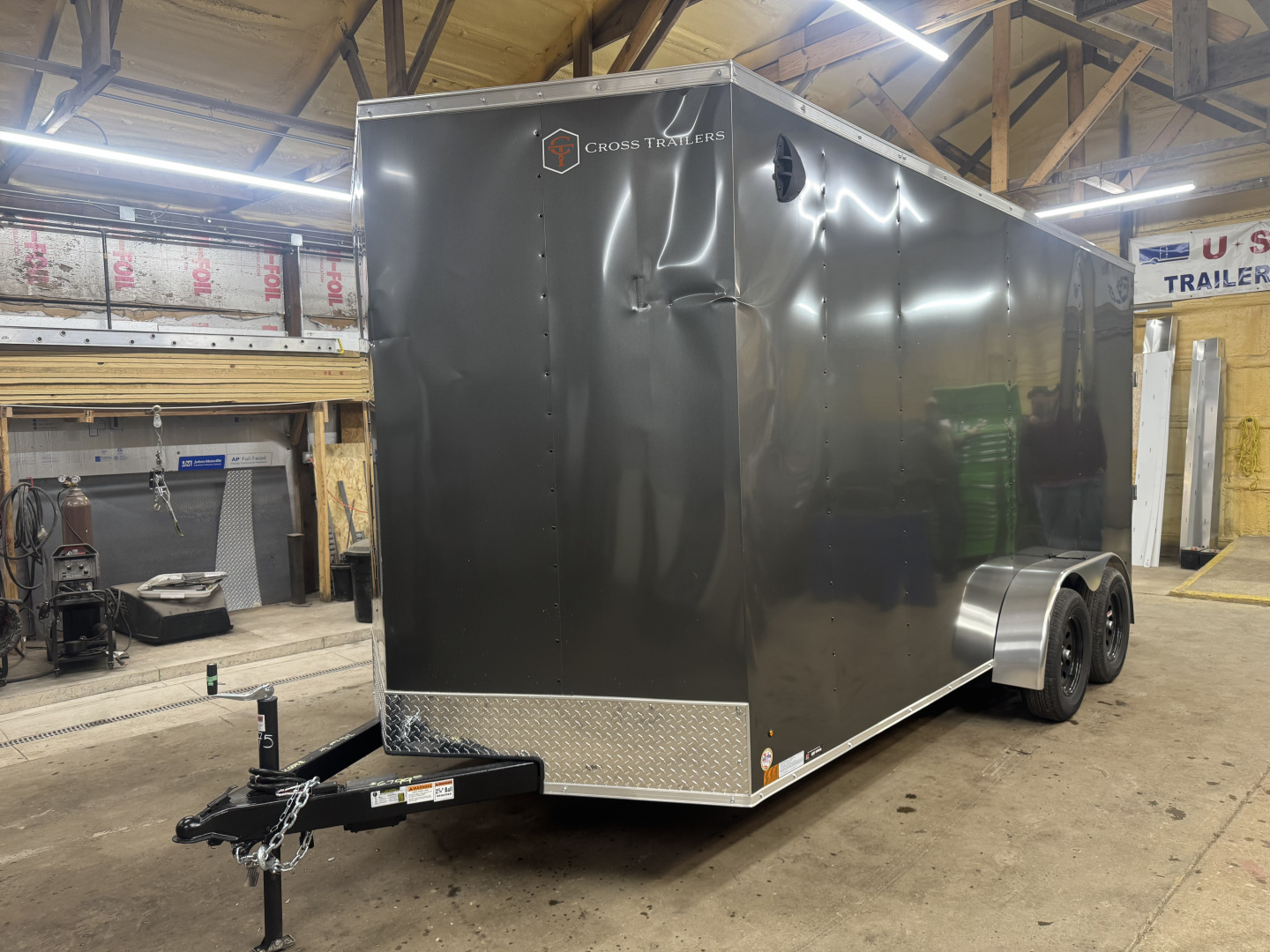 New Damaged Inventory 2026 Cross Trailers 7X16 V-Nose w/Ramp Door & 7ft Interior Height Cargo / Enclosed Trailer