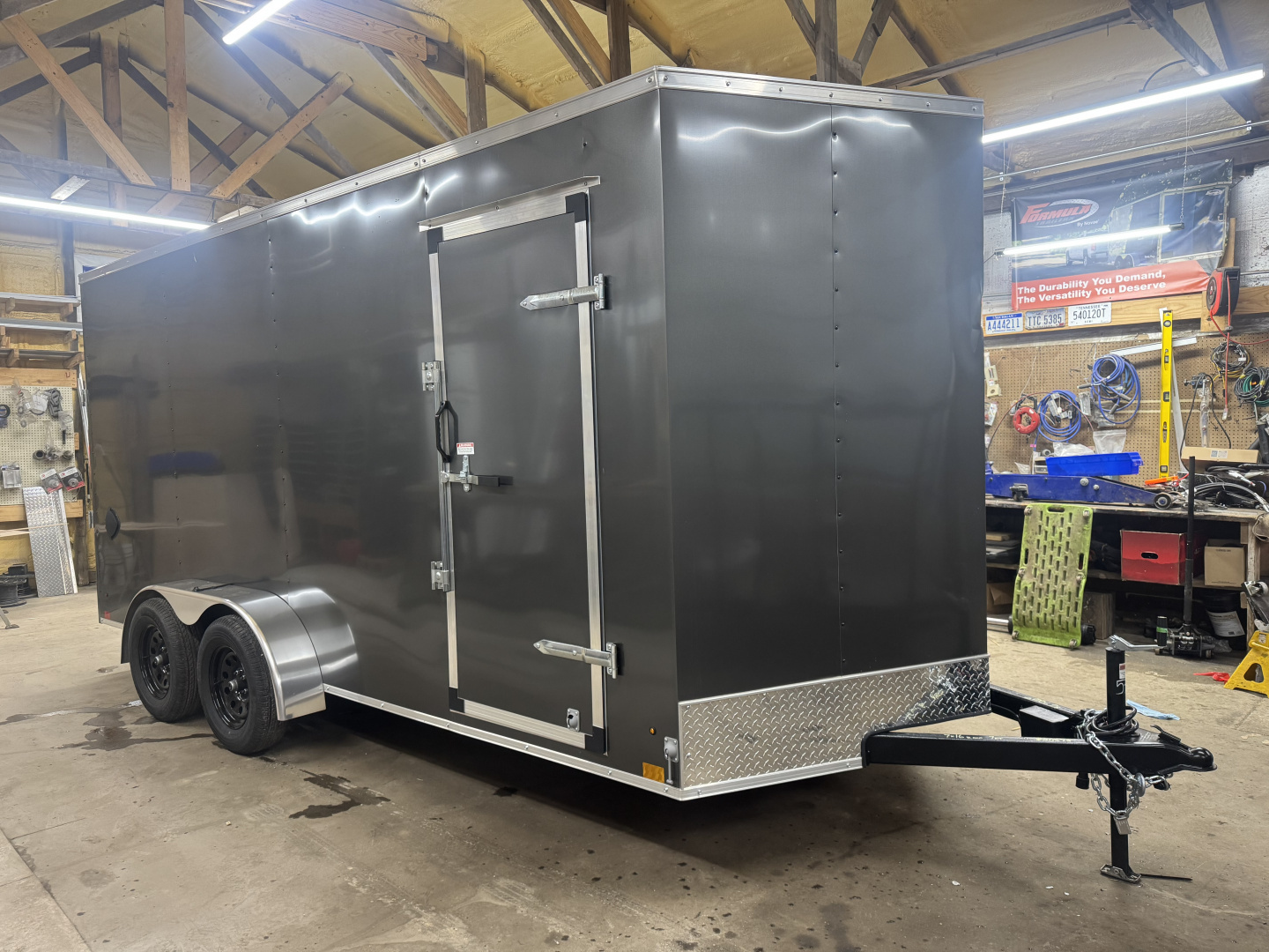 New Damaged Inventory 2026 Cross Trailers 7X16 V-Nose w/Ramp Door & 7ft Interior Height Cargo / Enclosed Trailer