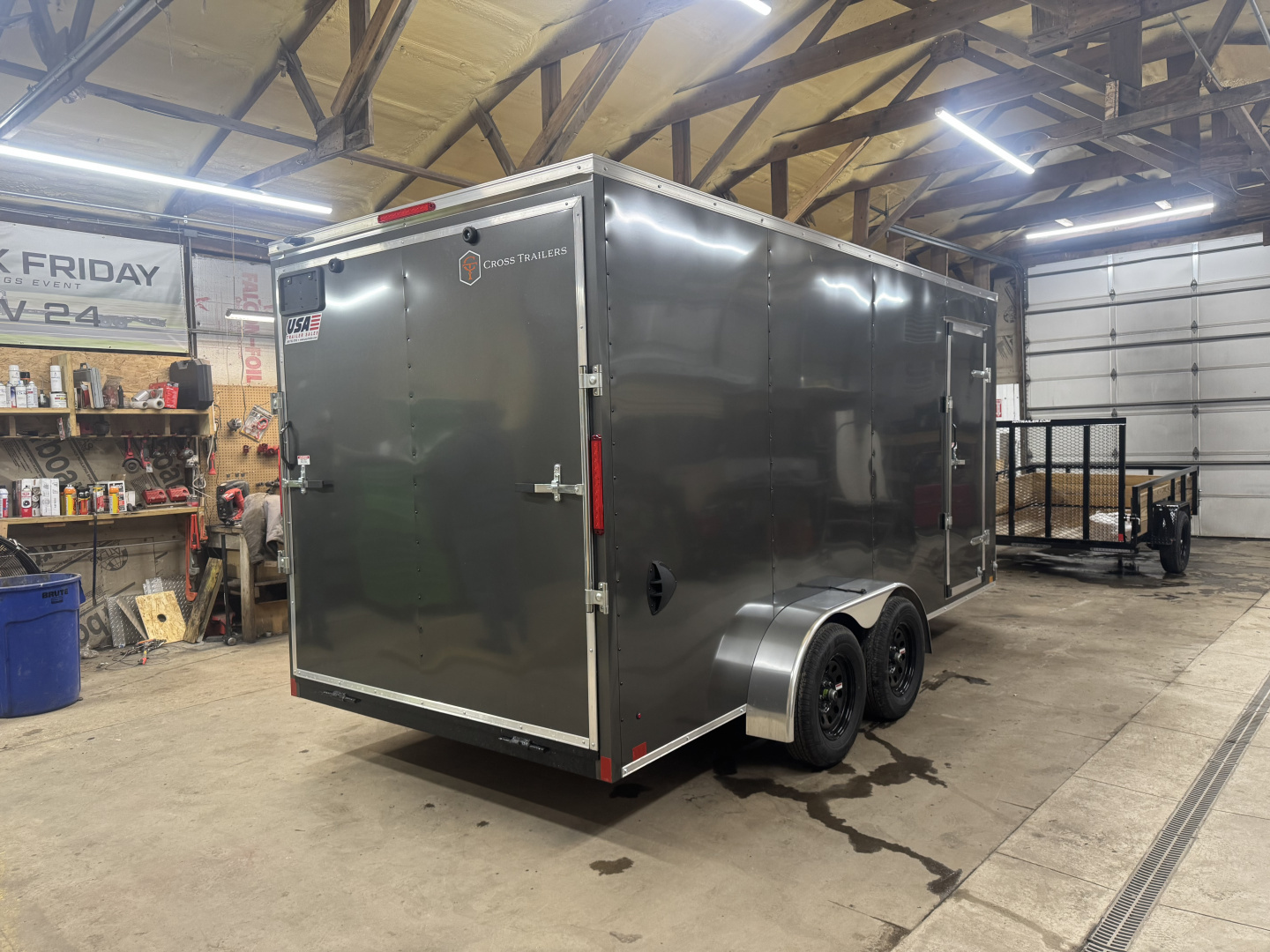 New Damaged Inventory 2026 Cross Trailers 7X16 V-Nose w/Ramp Door & 7ft Interior Height Cargo / Enclosed Trailer