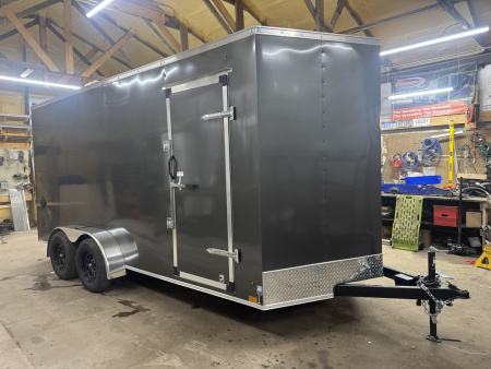 New Damaged Inventory 2026 Cross Trailers 7X16 V-Nose w/Ramp Door & 7ft Interior Height Cargo / Enclosed Trailer