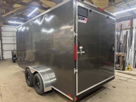 New Damaged Inventory 2026 Cross Trailers 7X16 V-Nose w/Ramp Door & 7ft Interior Height Cargo / Enclosed Trailer