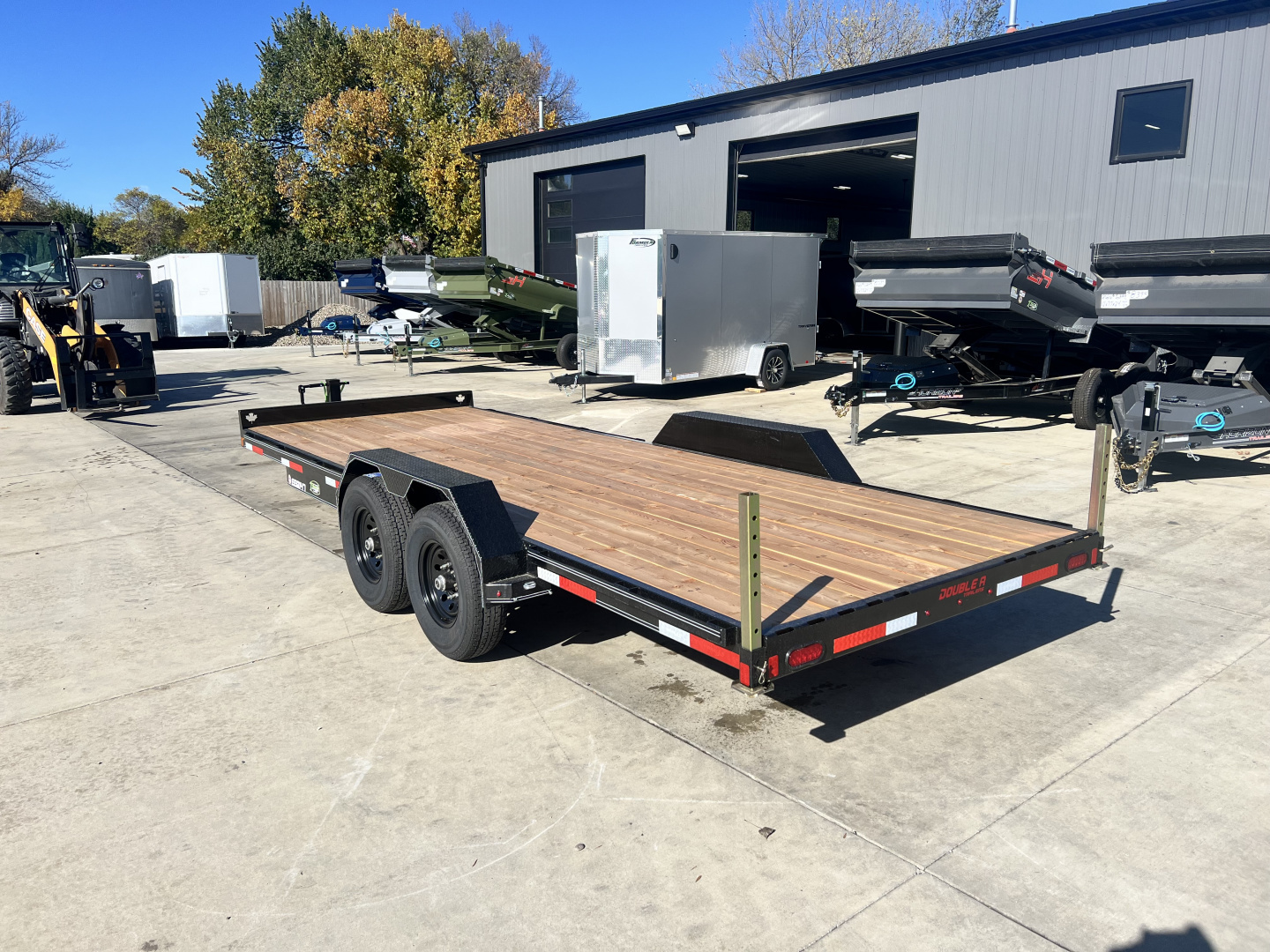 New NEW 2026 Double A 20’ flatbed Equipment Trailer 2-7000 lb axles=14K, Slide In Ramps