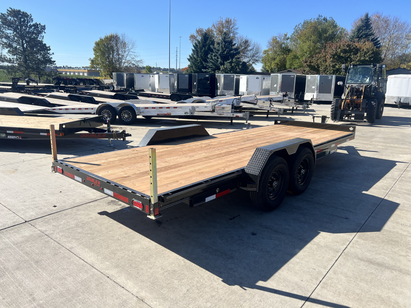 New NEW 2026 Double A 20’ flatbed Equipment Trailer 2-7000 lb axles=14K, Slide In Ramps