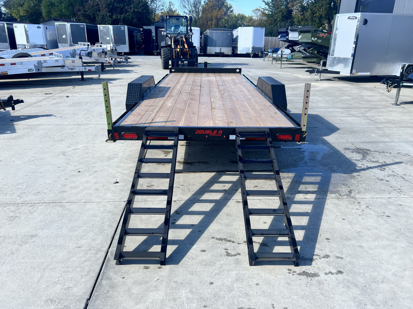 New NEW 2026 Double A 20’ flatbed Equipment Trailer 2-7000 lb axles=14K, Slide In Ramps