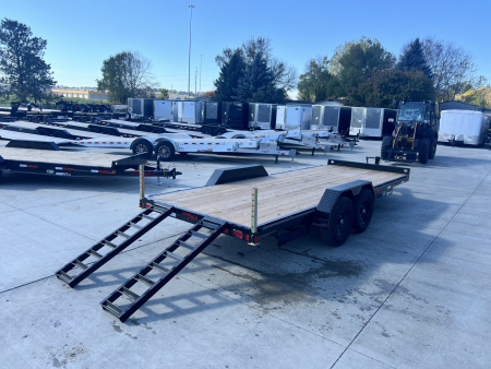 New NEW 2026 Double A 20’ flatbed Equipment Trailer 2-7000 lb axles=14K, Slide In Ramps