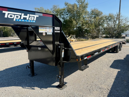 New 2026 Top Hat Trailers GN259-35x102 Flatbed Trailer w/ 16 Ply Tire Upg. and Jumbo Ramps (30'+5')