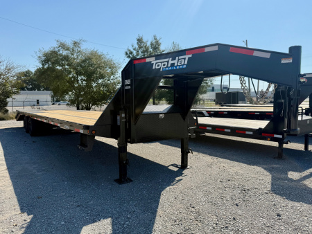 New 2026 Top Hat Trailers GN259-35x102 Flatbed Trailer w/ 16 Ply Tire Upg. and Jumbo Ramps (30'+5')