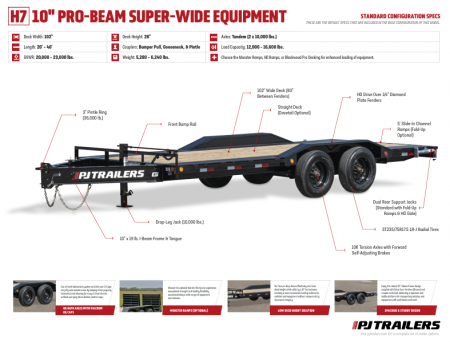 New 2026 PJ Trailers H7 22,5K- Super Wide- 24FT W/Spare- Monster Ramps