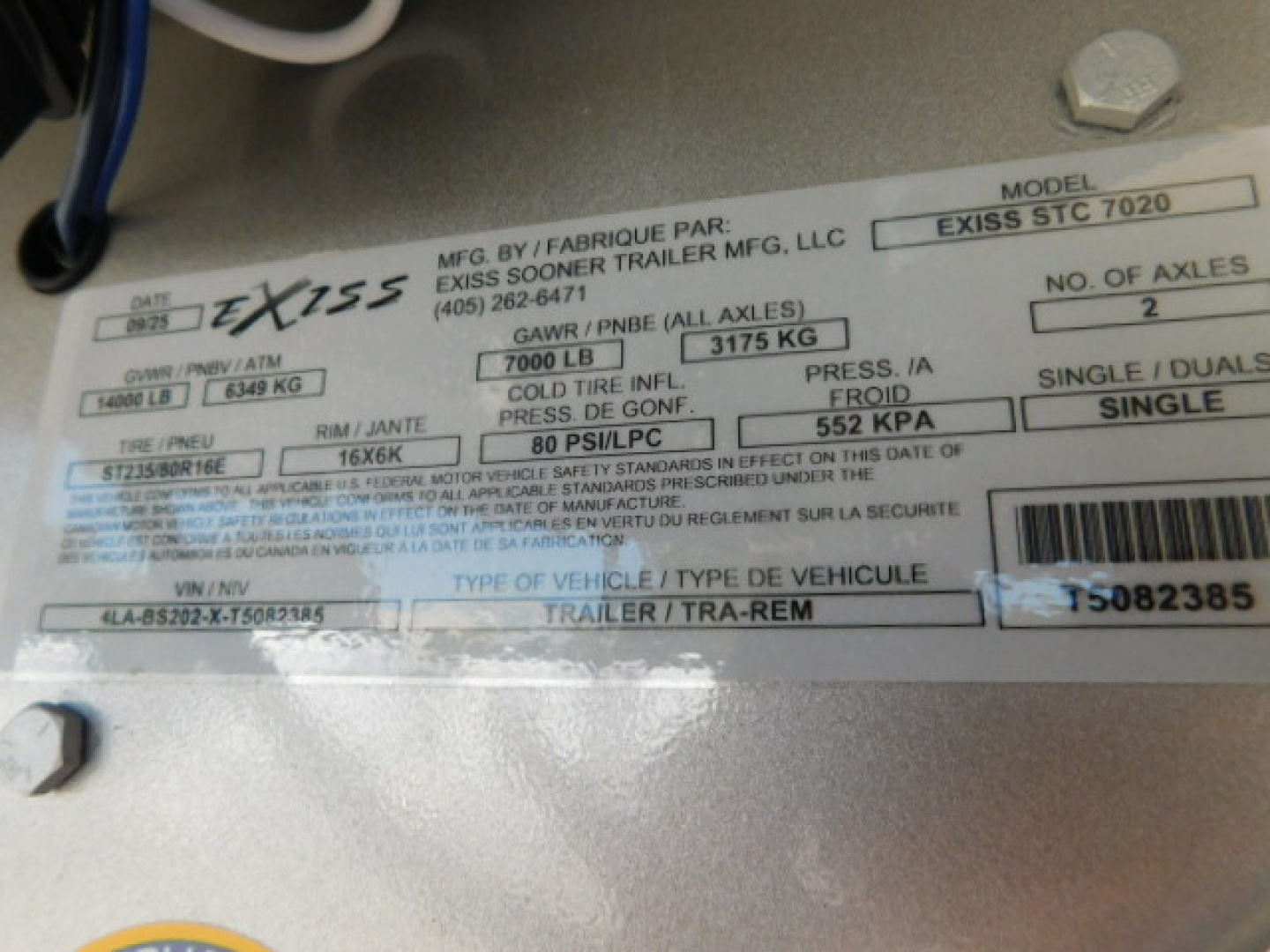 New 2026 Exiss Trailers STC 7020 Stock Combo Trailer