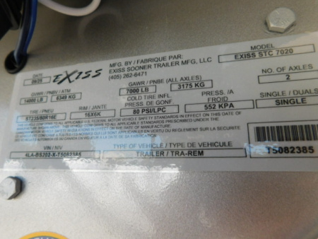 New 2026 Exiss Trailers STC 7020 Stock Combo Trailer