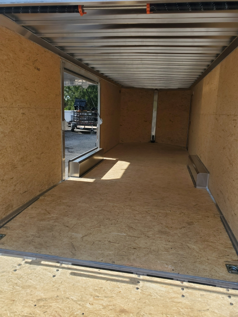 New 2026 ALCOM 8.5X24 TANDEM AXLE 9990 LB GVWR ALUMINUM ENCLOSED Car / Racing Trailer WITH AWESOME 8FT WIDE ESCAPE DOOR, REMOVEABLE INNER FENDER WELL, 6'9" INTERIOR HEIGHT, V NOSE, REAR RAMP DOOR, 1 PIECE ALUMINUM ROOF