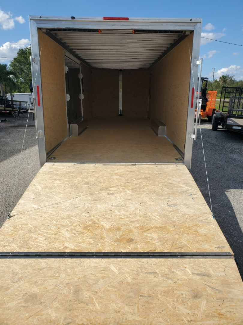 New 2026 ALCOM 8.5X24 TANDEM AXLE 9990 LB GVWR ALUMINUM ENCLOSED Car / Racing Trailer WITH AWESOME 8FT WIDE ESCAPE DOOR, REMOVEABLE INNER FENDER WELL, 6'9" INTERIOR HEIGHT, V NOSE, REAR RAMP DOOR, 1 PIECE ALUMINUM ROOF