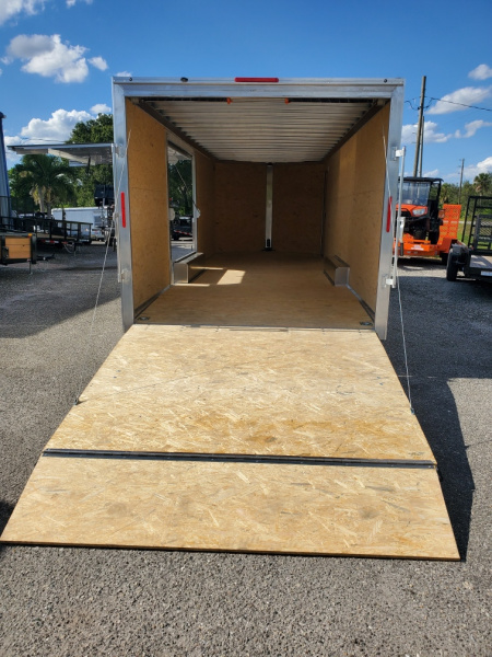 New 2026 ALCOM 8.5X24 TANDEM AXLE 9990 LB GVWR ALUMINUM ENCLOSED Car / Racing Trailer WITH AWESOME 8FT WIDE ESCAPE DOOR, REMOVEABLE INNER FENDER WELL, 6'9" INTERIOR HEIGHT, V NOSE, REAR RAMP DOOR, 1 PIECE ALUMINUM ROOF