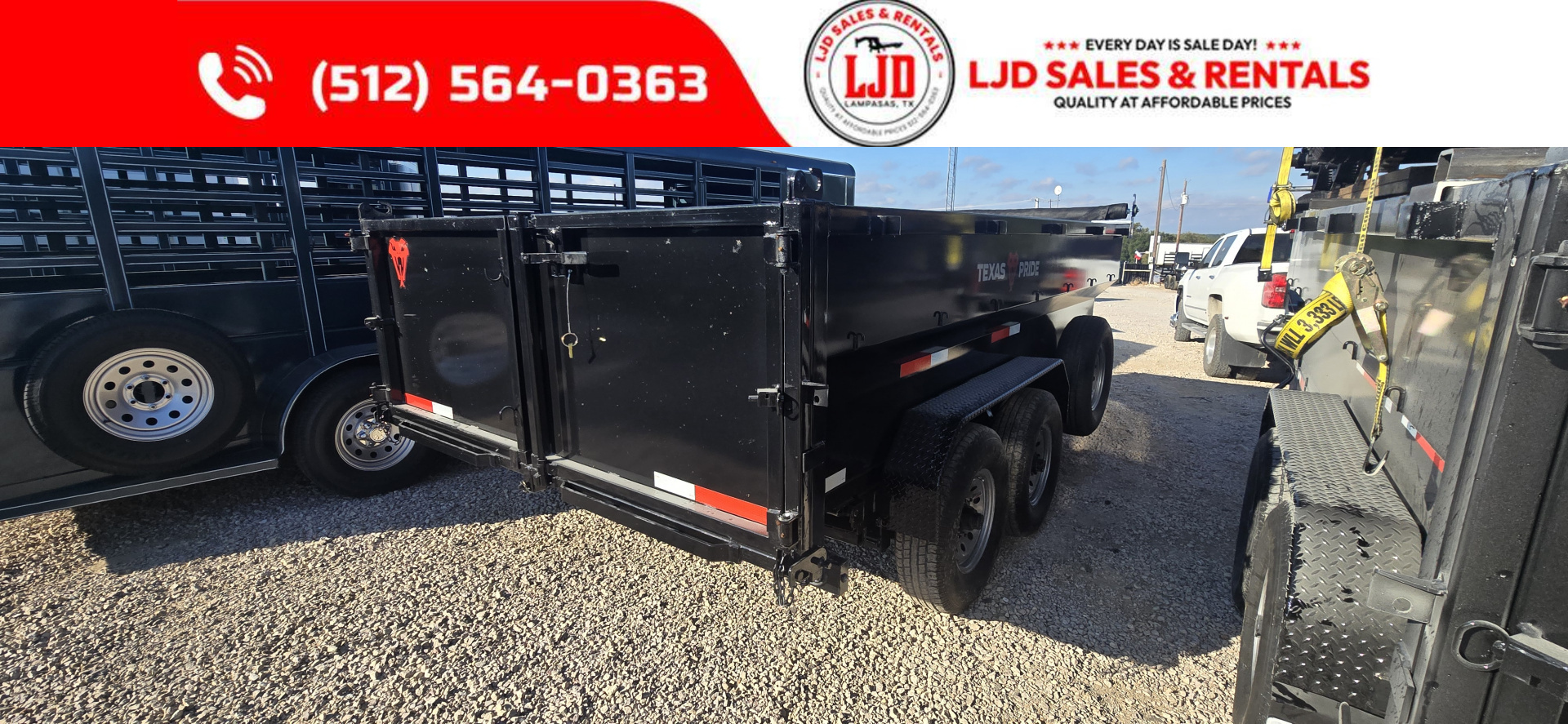 New 2026 Texas Pride - Dump Trailer 14'x3' - 16K GVWR - 3 Way Gate - Tarp