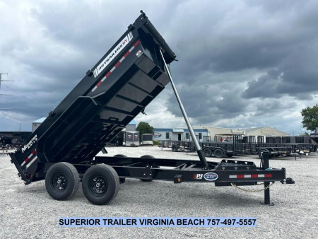 New 2026 PJ Trailers 7X14 DT1 15.4K Low Pro Telescopic Dump Trailer