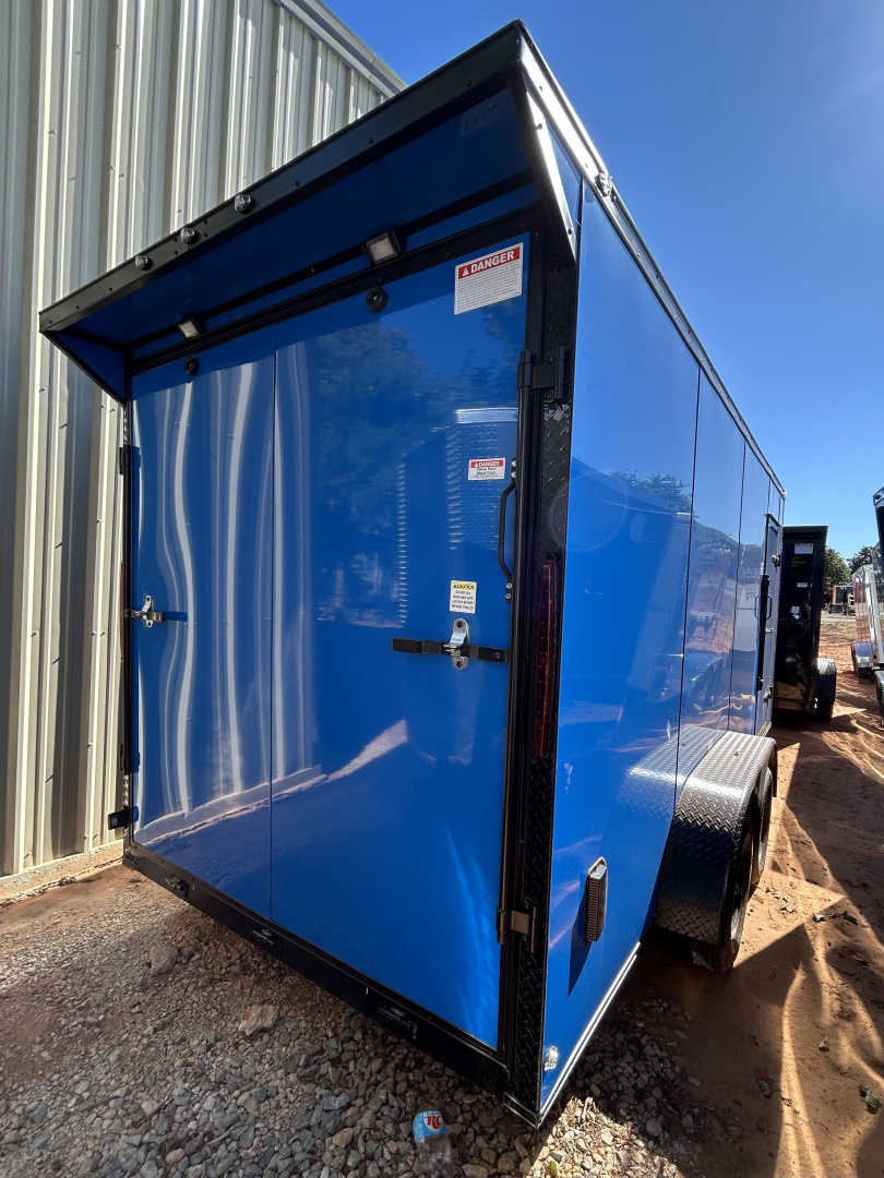 New 2025 Family Trailer 7x16 Tandem Axles Cargo / Enclosed Trailer-Screwless Exterior-Blackout Pkg.-Rear Spoiler