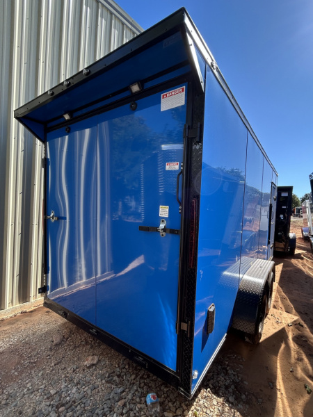 New 2025 Family Trailer 7x16 Tandem Axles Cargo / Enclosed Trailer-Screwless Exterior-Blackout Pkg.-Rear Spoiler