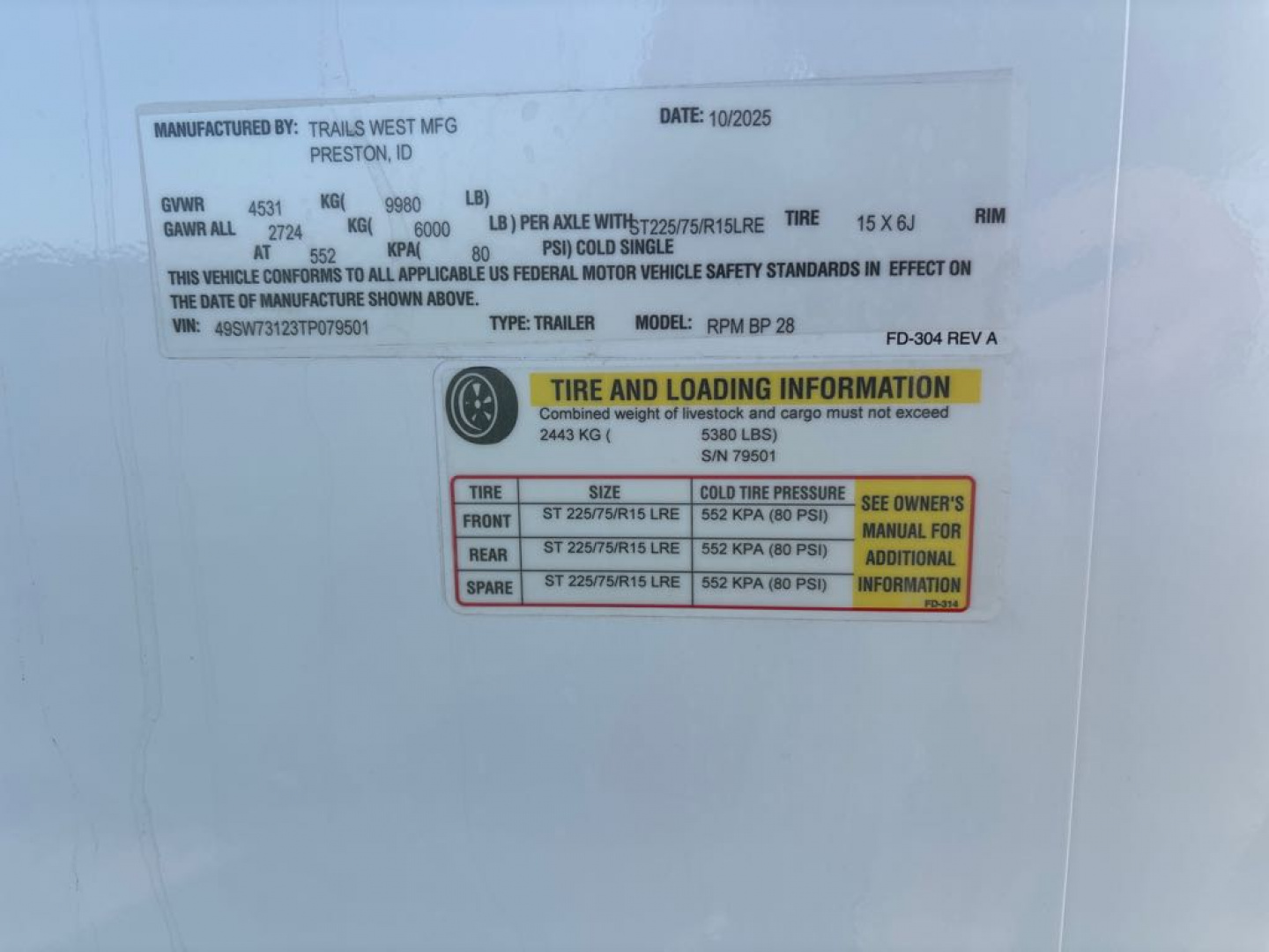 New 2026 Trails West RPM BP 28FT Snowmobile Trailer