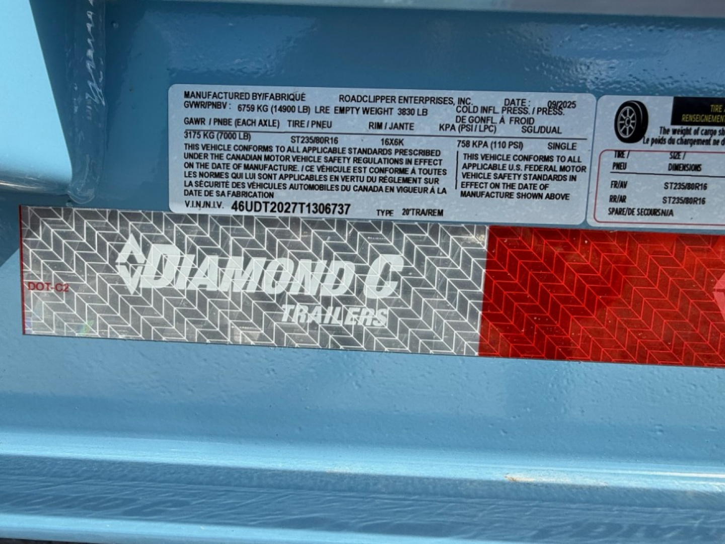 New 2026 Diamond C Trailers HDT 207 Package 20'X82" Equipment Trailer