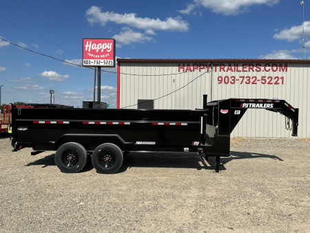 New 2026 PJ 83"x16' GN Tandem Axle Low Pro Telescopic Dump w/ 36" Sides – DT