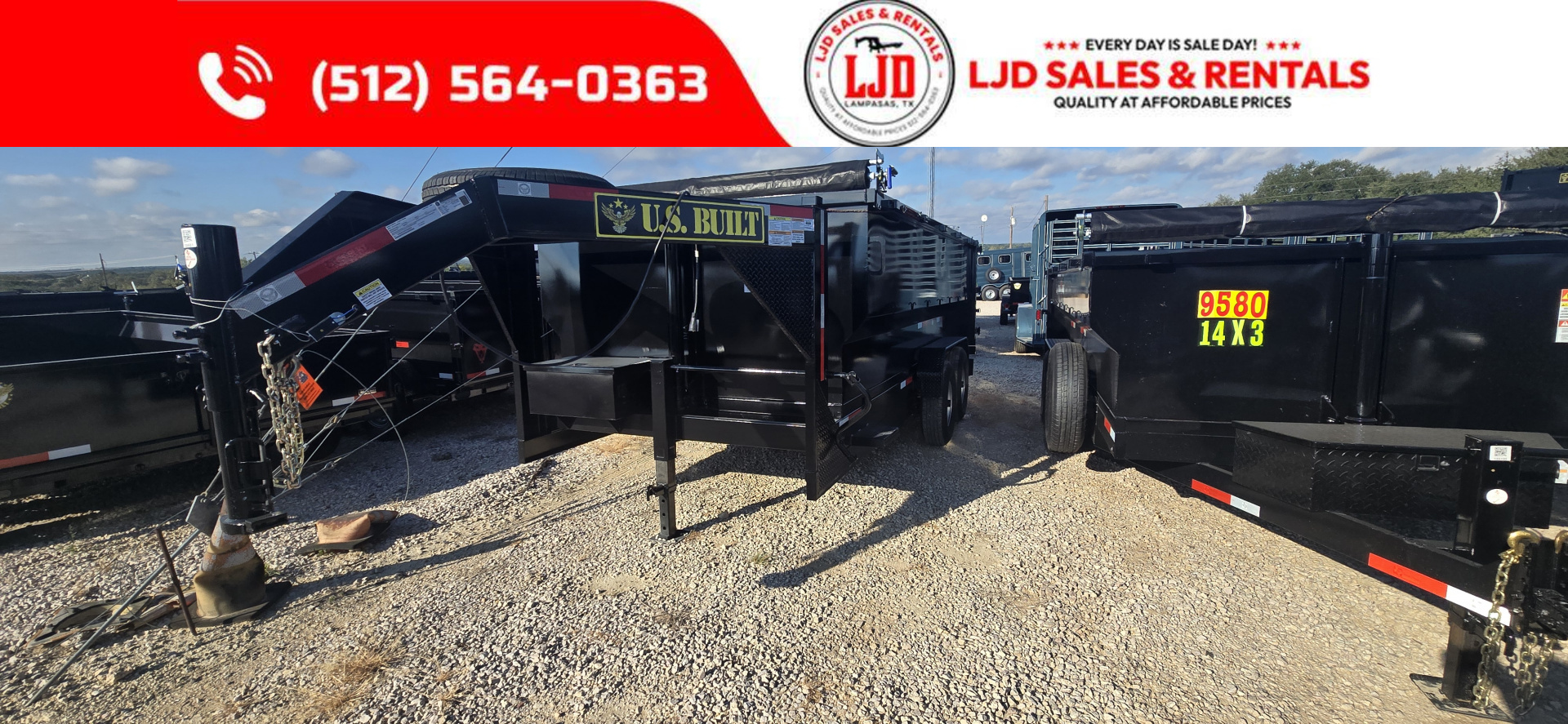 New 2026 US Built - Dump Trailer - 14' x 3' 16K GVWR - Gooseneck