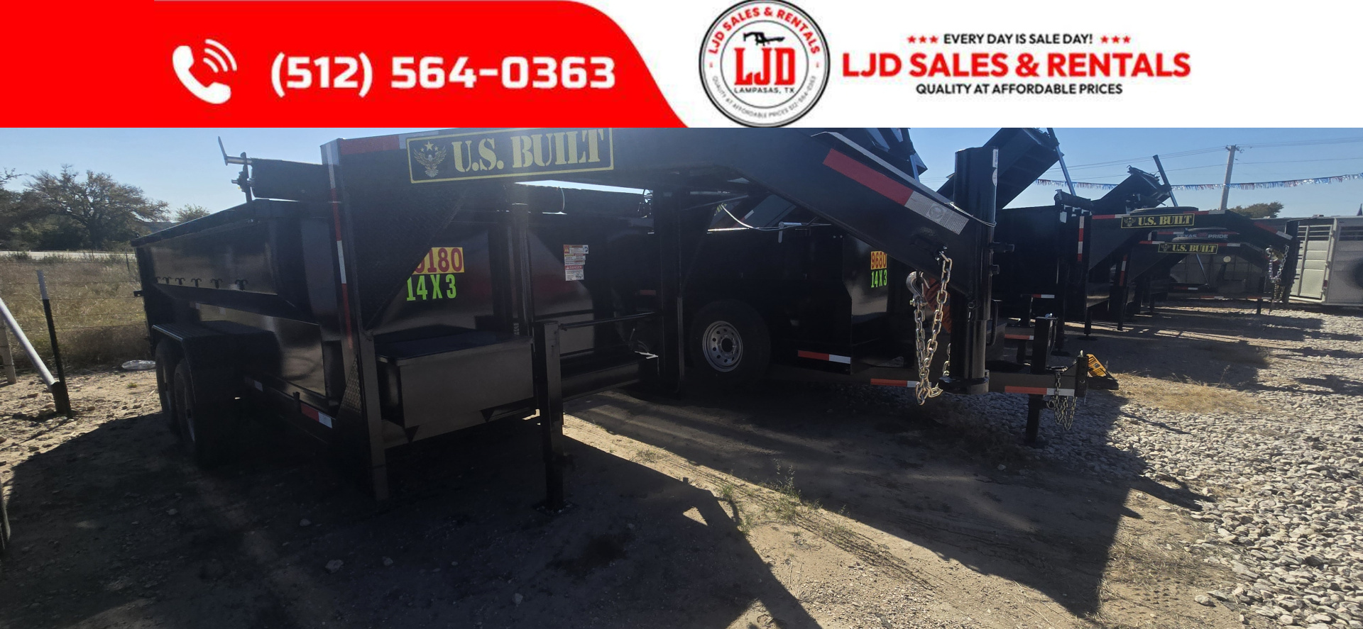 New 2026 US Built - Dump Trailer - 14' x 3' 16K GVWR - Gooseneck