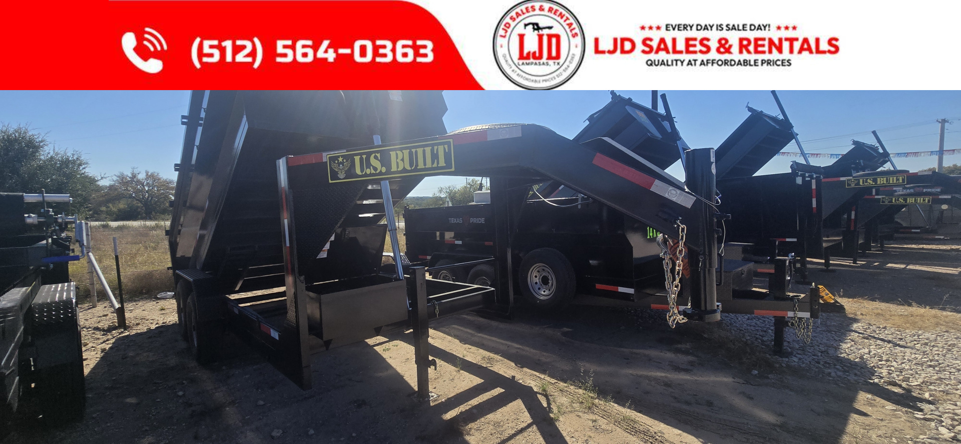 New 2026 US Built - Dump Trailer - 14' x 3' 16K GVWR - Gooseneck