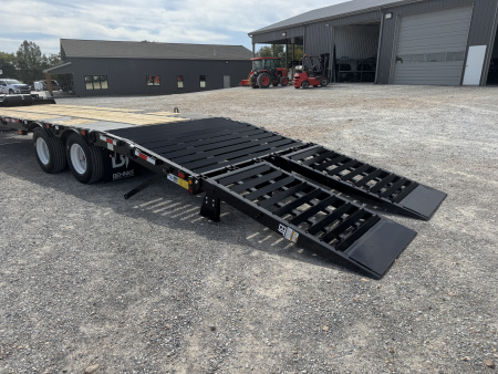 New 2026 Behnke 102"x29' 20 TON Pintle Hitch Tag Trailer *AIR RAMPS*