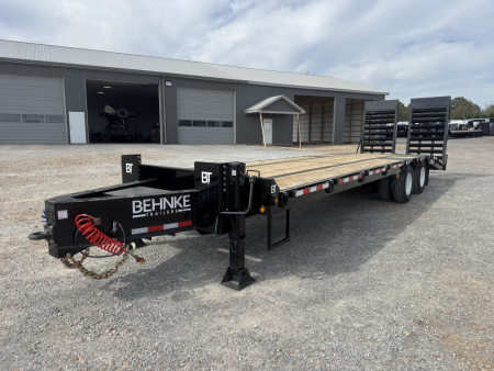 New 2026 Behnke 102"x29' 20 TON Pintle Hitch Tag Trailer *AIR RAMPS*