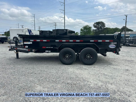 New 2026 PJ Trailers 7X14 DL 14K Dump Trailer w/ Hydraulic Jack Dump Trailer