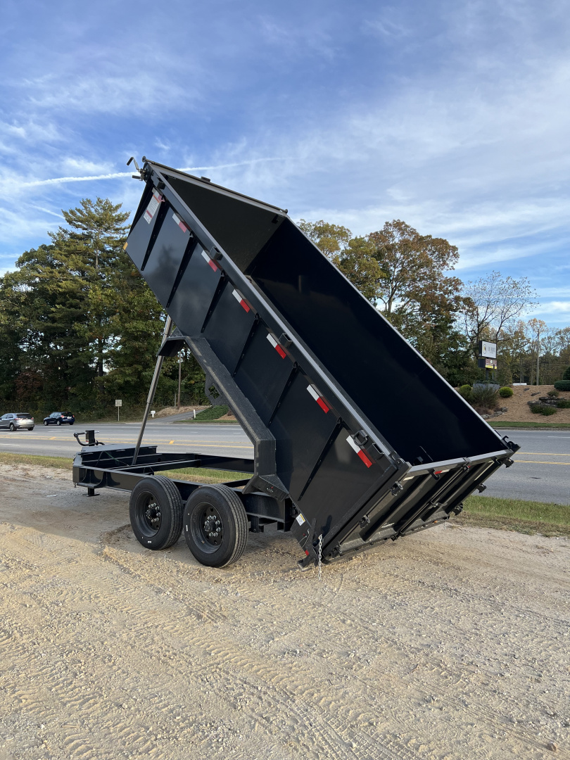 New 2026 Hillcrest Trailers 176714SDH Dump Trailer / 7' WIDE X 14' LONG / 40" HIGH SIDES / TELESCOPIC HOIST / COMBO REAR GATES / SLIDE OUT RAMPS / 215/75R17.5 16 PLY TIRES