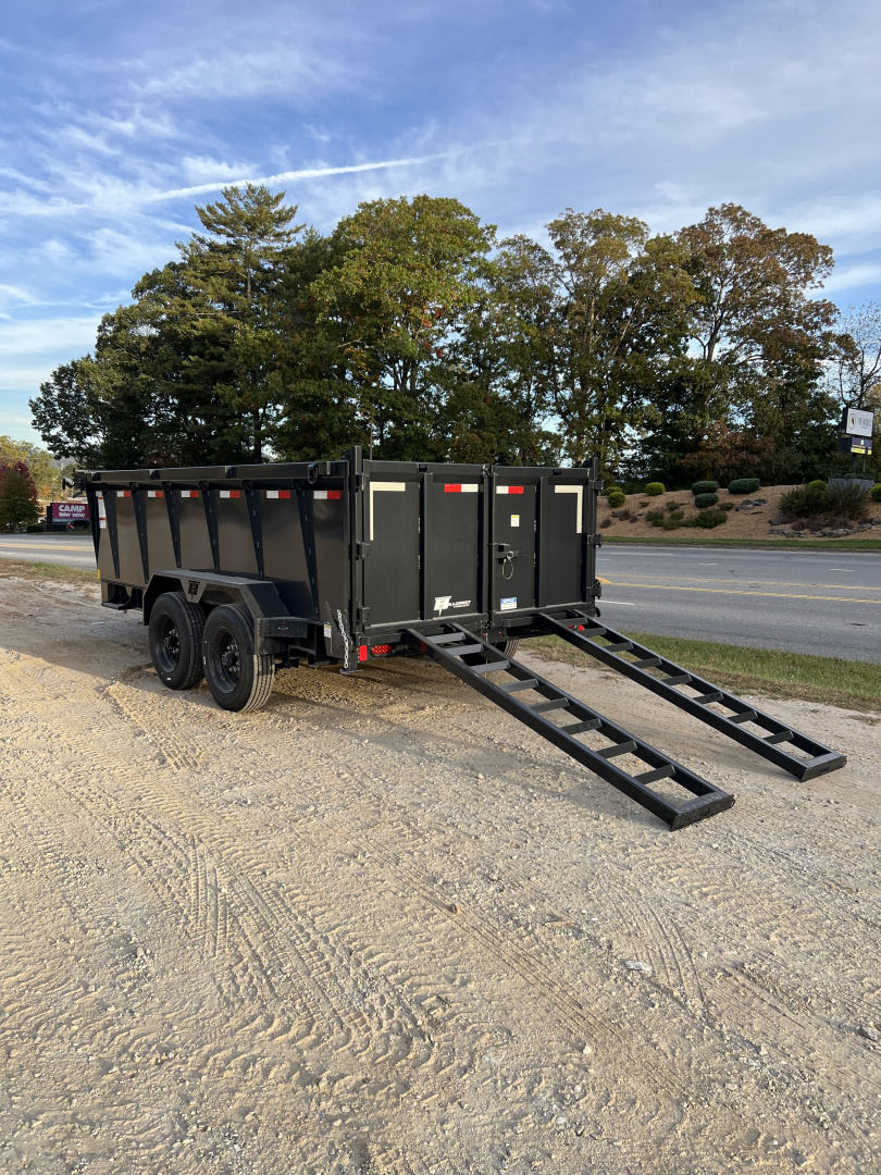 New 2026 Hillcrest Trailers 176714SDH Dump Trailer / 7' WIDE X 14' LONG / 40" HIGH SIDES / TELESCOPIC HOIST / COMBO REAR GATES / SLIDE OUT RAMPS / 215/75R17.5 16 PLY TIRES