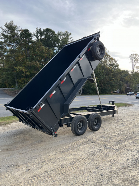 New 2026 Hillcrest Trailers 176714SDH Dump Trailer / 7' WIDE X 14' LONG / 40" HIGH SIDES / TELESCOPIC HOIST / COMBO REAR GATES / SLIDE OUT RAMPS / 215/75R17.5 16 PLY TIRES