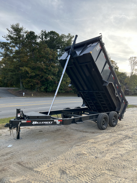 New 2026 Hillcrest Trailers 176714SDH Dump Trailer / 7' WIDE X 14' LONG / 40" HIGH SIDES / TELESCOPIC HOIST / COMBO REAR GATES / SLIDE OUT RAMPS / 215/75R17.5 16 PLY TIRES