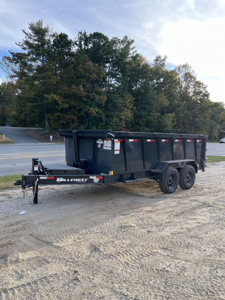 New 2026 Hillcrest Trailers 176714SDH Dump Trailer / 7' WIDE X 14' LONG / 40" HIGH SIDES / TELESCOPIC HOIST / COMBO REAR GATES / SLIDE OUT RAMPS / 215/75R17.5 16 PLY TIRES