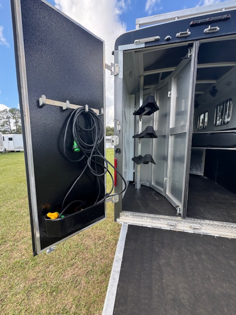 Used 2022 Bison Trailers 2022 Bison Ranger 3H 11 LQ w/Slide & Hay Rack Horse Trailer