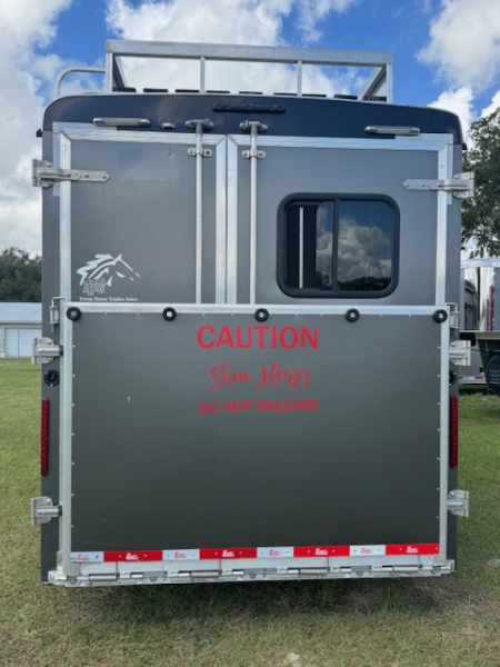 Used 2022 Bison Trailers 2022 Bison Ranger 3H 11 LQ w/Slide & Hay Rack Horse Trailer
