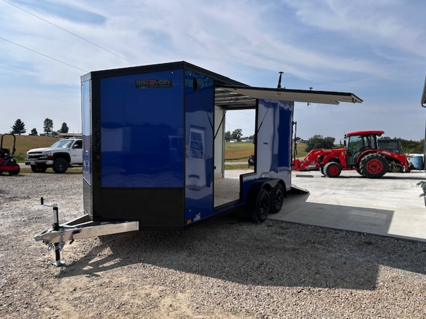 New 2026 Discovery Trailers 7X16 Blackout pack 7' interior ramp door ALUMINUM FRAME .080 ALUMITEC EXTERIOR UTV ESCAPE DOOR, BLACKOUT PACK