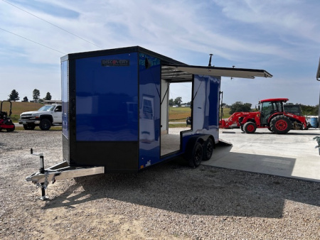 New 2026 Discovery Trailers 7X16 Blackout pack 7' interior ramp door ALUMINUM FRAME .080 ALUMITEC EXTERIOR UTV ESCAPE DOOR, BLACKOUT PACK