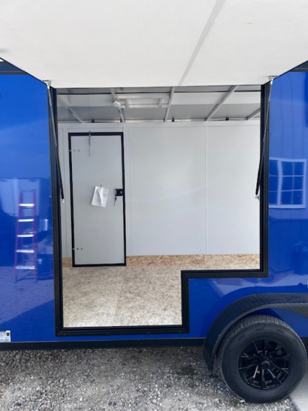 New 2026 Discovery Trailers 7X16 Blackout pack 7' interior ramp door ALUMINUM FRAME .080 ALUMITEC EXTERIOR UTV ESCAPE DOOR, BLACKOUT PACK