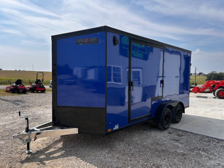 New 2026 Discovery Trailers 7X16 Blackout pack 7' interior ramp door ALUMINUM FRAME .080 ALUMITEC EXTERIOR UTV ESCAPE DOOR, BLACKOUT PACK