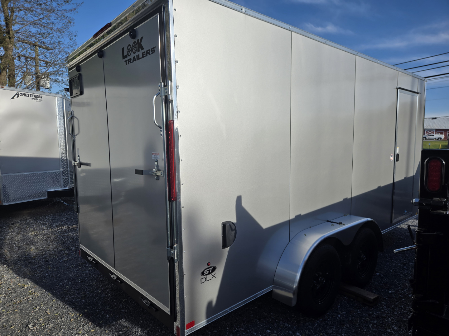 New 7 x 16 Look ST DLX V-Nose Cargo Trailer, 7k GVWR ***Silver PolyCor Composite Exterior, 6" Extra Height, Ramp Door